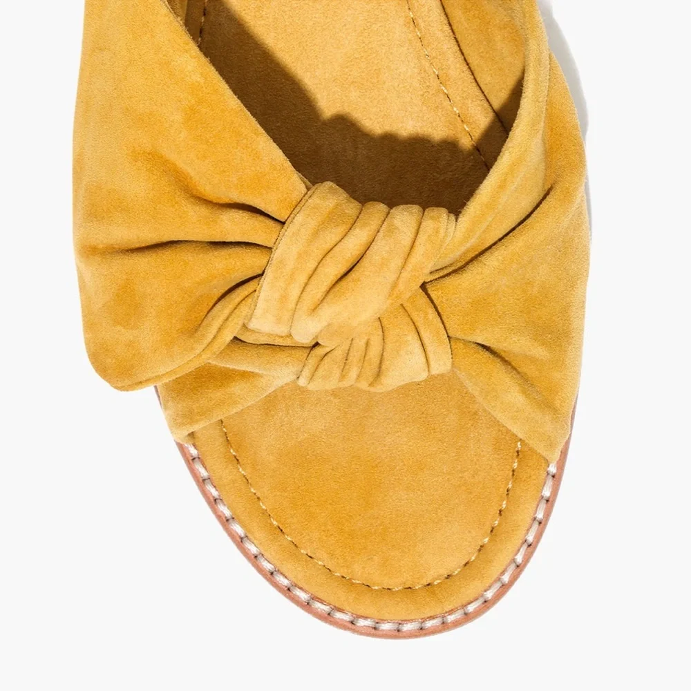 Madewell Mustard Tan Knot Slide Sandals